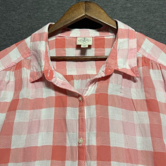St. John's Bay Pink and White Plaid Blouse 100% Cotton Size XXL - Picture 2 of 9